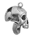 thumbnail image 1 of Sterling Silver 24" .8mm Pistol Or Rifle Wounded 3D Human Skull Pendant Necklace, 1 of 2
