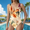 thumbnail image 4 of Yuanlook Women One Piece Swimsuit Tummy Control V Neck Bathing Suits Slimming Floral Bodysuit for Women - Multicolor - L, 4 of 6