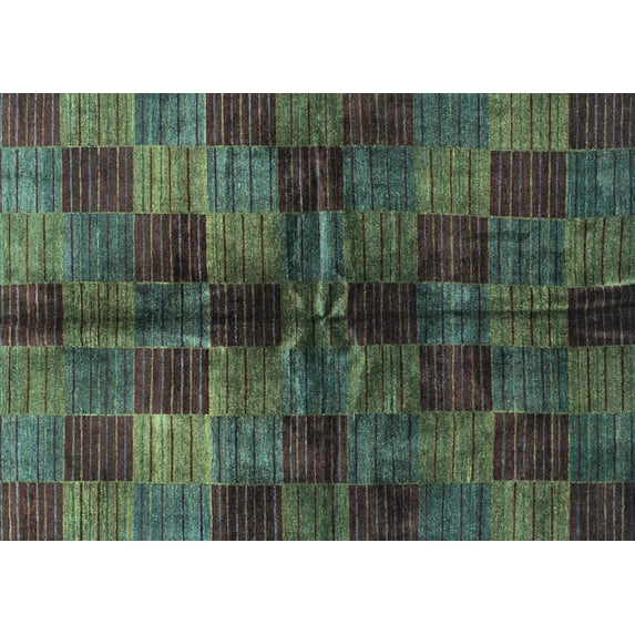 Ahgly Company Indoor Rectangle Checkered Light Blue Modern Area Rugs, 7' x 10'