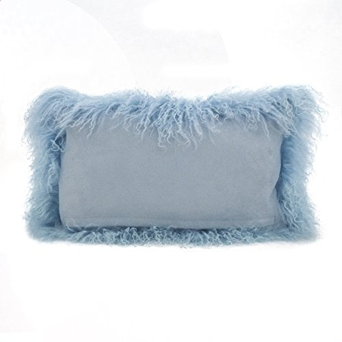 Saro Lifestyle 3564.ie1220b 12 X 20 In. Wool Mongolian Lamb Fur Throw Pillow Ice Blue Saro Lifestyle Multicolor