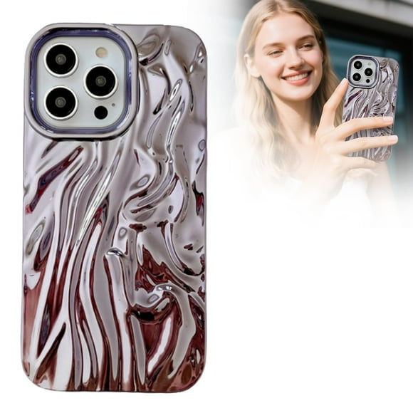 Teléfono con textura plisada 3D para iPhone/ Funda elegante y protectora