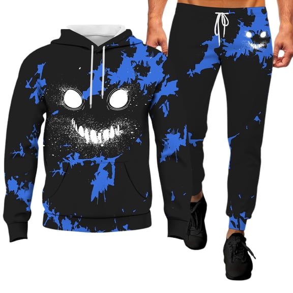 CONFREE Halloween Mens Sweatsuit 2 Peice Sets Hallowmas Men's Jogging Tracksuit Set Graphic Y2K Pullover Hoodies Pants Athletic Sweat Suit for Men