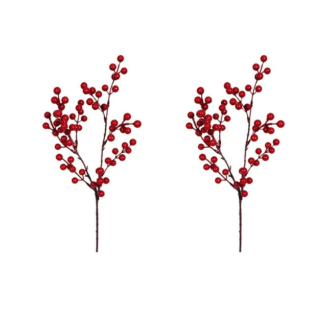 2pcs Plante Artificielle Simulation Réaliste Jequirity Haricot Oranament Décoration de Noël Fête Fournitures (Rouge)