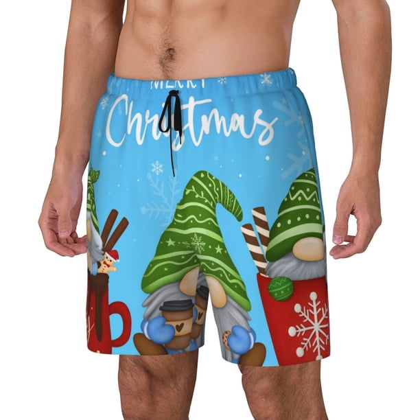 Fotbe Merry Christmas Gnome Traje de Baño para Hombre – Shorts de Natación de Secado Rápido con Forro y Bolsillos-Small