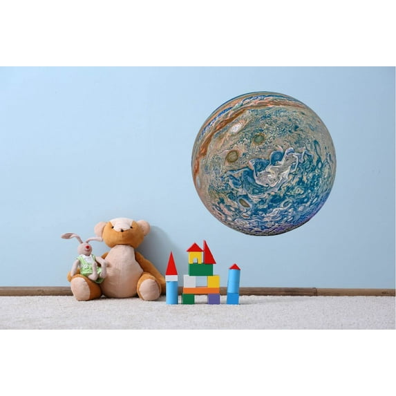Vinyl Adhesive Home Art Giant Planet Jupiter Wall Decor Design - 10" x 10" Bedroom Living Room Largest Celestial Body Fifth Planet Solar System Removable Sticker Decoration | Multi-color