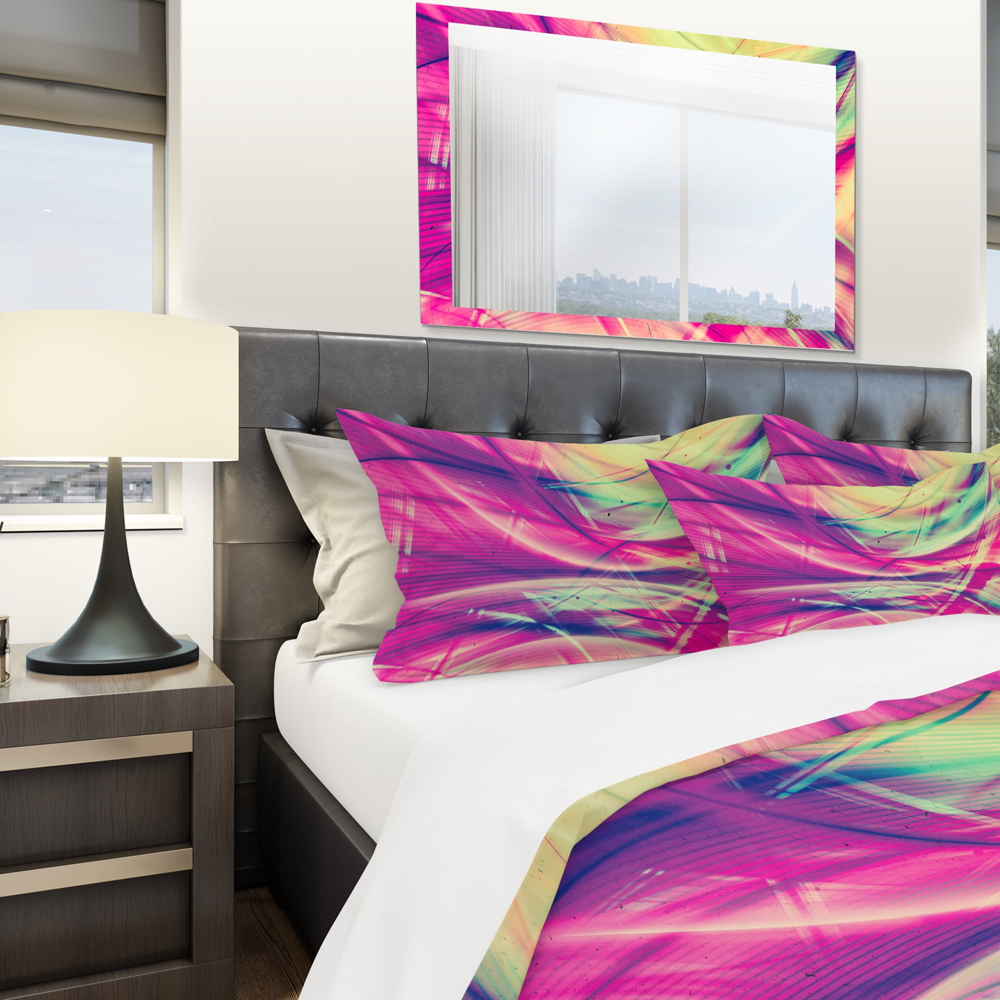 Designart 'Pink and Yellow Vintage Abstract' Modern & Contemporary Duvet Cover Set