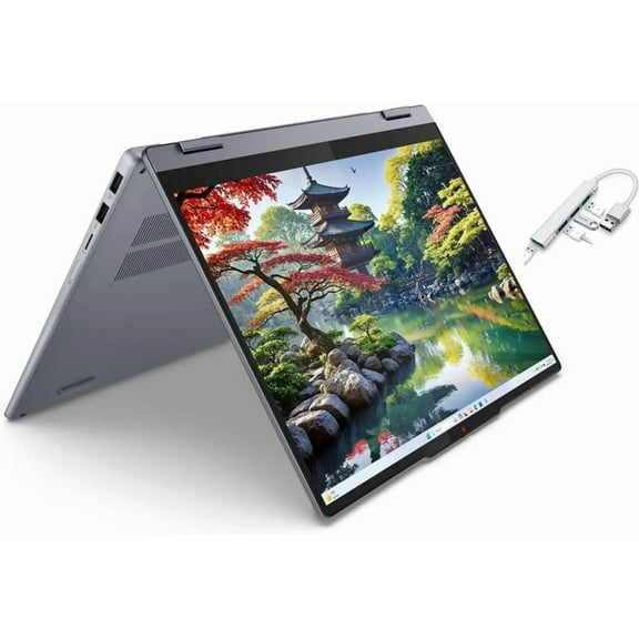 Lenovo IdeaPad 5i 2-in-1 14" WUXGA Touchscreen Laptop|Intel Core Ultra 5 AI 225U|Intel Graphics|Grey|Backlit| 8GB RAM DDR5 | 512GB SSD | Windows 11 Home | Bundle with USB 3.0 Hub