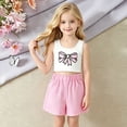 thumbnail image 2 of CUZIBR Child Summer Girls Outfit Sets 2 Piece O-Neck Cute Sleeveless Tops And Shorts Casual Playwear Breathable Toddler Kids Clothing Sets,Pink,7-8 Years, 2 of 5