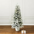 thumbnail image 3 of LuxenHome 5Ft Multicolored Pre-Lit Flocked Artificial Tree Potted, 3 of 9