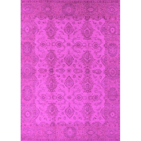 Ahgly Company Indoor Rectangle Oriental Pink Traditional Area Rugs, 7' x 10'