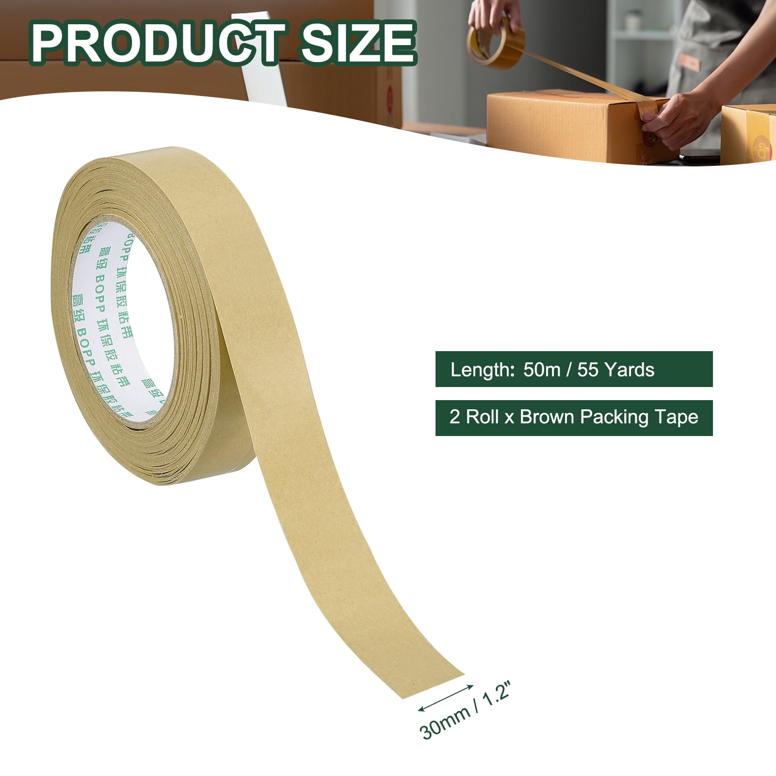 Uxcell 2.2" x 55 Yards Brown Packing Tape, 3 Roll Heavy Duty Kraft Tape for Sealing Cardboard Boxes
