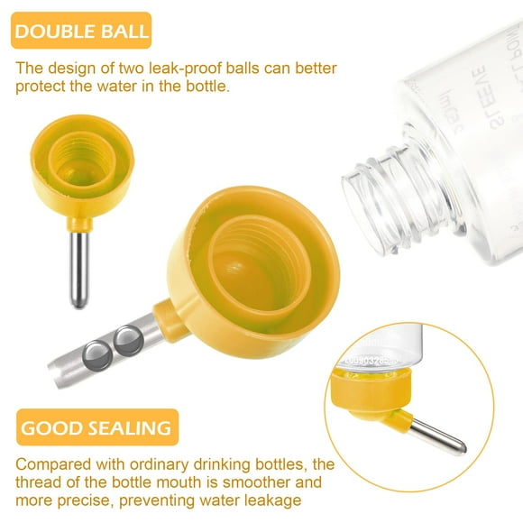 Toystoory 2 unids/set botella para beber de Animal PEQUEÑO a prueba de fugas duradera y fácil de embotellar para animales pequeños amarillo y verde