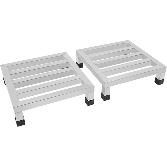 2 Pack Dunnage Rack 13.8" L x 13.8" W x 3.9" H Stainless Steel Dunnage Shelves 1000+ Pound Capacity, Low Shelf for Floor Storage in Kitchens,Restaurants,Grocery Stores