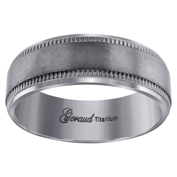 Titanium Mens Brushed Textured Ridged Grooved Comfort-Fit Wedding Band 8mm Size 13 Wedding Band for Men