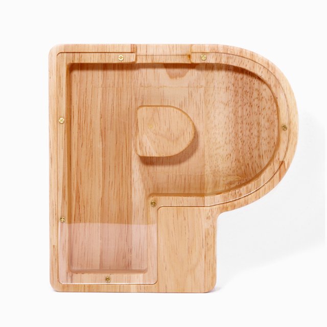 Twenty-Six English Alphabet Piggy Bank 26-letter Personalized Wooden Coin Money Saving Box Customized Own Name Stickers Exquisite Home Desktop Decor Ornaments
