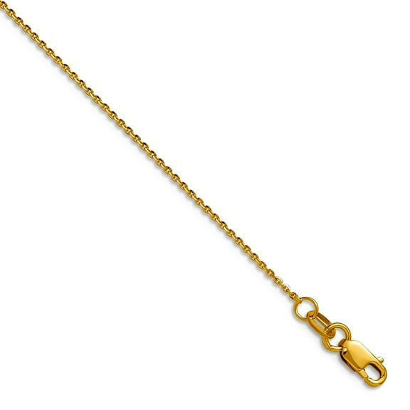 14k Solid Yellow Gold 1mm Sparkle-Cut Oval Link Chain Necklace 16 Inch Chain Necklace for Women and Men
