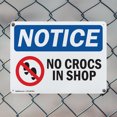 thumbnail image 5 of (2 Pack) No Crocs In Shop OSHA Notice Sign 18 Inch X 12 Inch Indoor / Outdoor Rust-Free Aluminum Metal Signs for Workplace, Workshop, and Construction Site, Made in the USA, 5 of 8