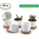 thumbnail image 4 of Maceta suculenta de cerámica blanca de 6,5 cm con bandeja de bambú, juego de 6, macetero para plantas de cactus, maceta, contenedor, regalo para cumpleaños, bodas, 4 of 8
