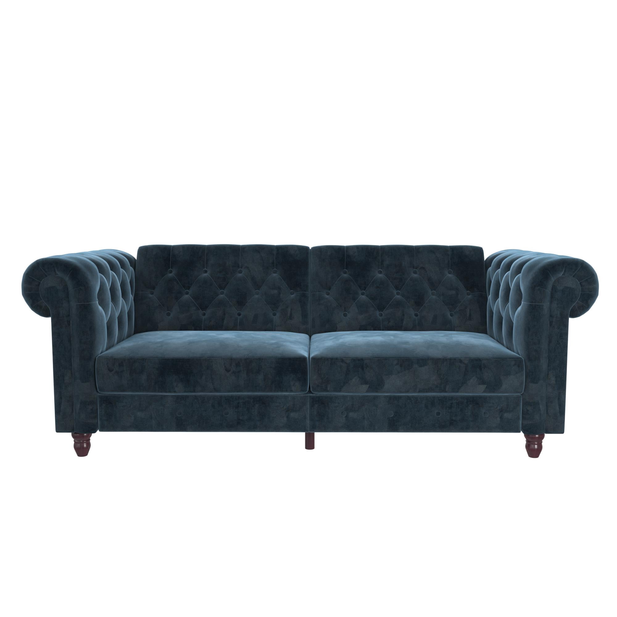 DHP Felix Chesterfield Coil Sofa Futon, Blue Velvet