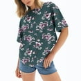 thumbnail image 4 of Qiopertar Mode Femme Blouse à Col Rond Imprimé Manches Courtes T-Shirt Tops d'Été Grandes Économies de Vacances! Offres de la Semaine Liquidation, 4 of 6