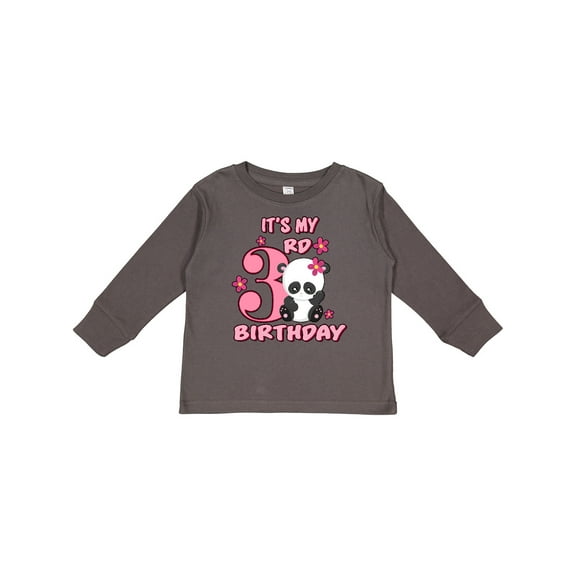 Inktastic It's My Third Birthday with Panda Bear Girls Long Sleeve Toddler T-Shirt