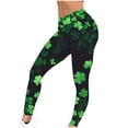thumbnail image 6 of PiGOGI Ladies' St. Patrick's Day Printed Yoga Pants Casual Tight Fitness Stretch Leggings Long Pants Sport Lounge Active Bottoms Black L, 6 of 9