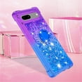 thumbnail image 6 of Clear Case for Google Pixel 7a with Kickstand for Girls Women, Liquid Glitter Sparkle Bling Cute Case Gradient Quicksand Cover for Google Pixel 7a JB Purple Navy, 6 of 15