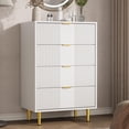 thumbnail image 1 of Commode Cannelée à 4 Tiroirs, Grand Commode Moderne en Bois avec Poignée en Métal, Commode pour Chambre, Salon, Couloir, Blanc, 1 of 8