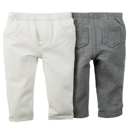- Carters Baby Clothing Outfit Girls 2-Pack Stretch French Terry Pants White/Grey
