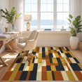 thumbnail image 3 of Design&I 6'x9' Washable Area Rug Oversized Skid-Resistant Patchwork Mid Century Stripe Motif Rectangle Large Geometric for Living Room, Family Indoor, 3 of 7