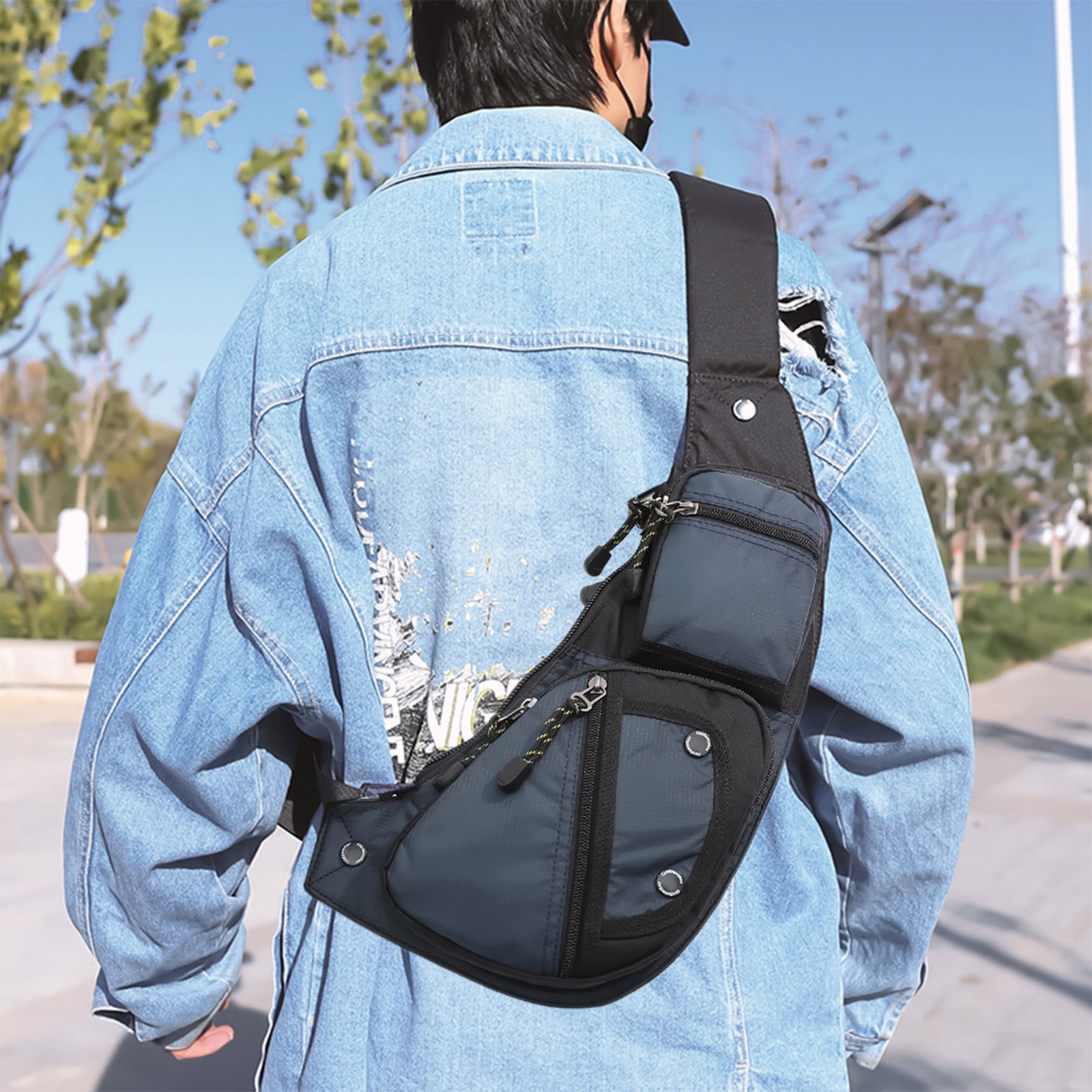 Waterproof Crossbody Sling Bag for Men & Women, Anti-Theft Chest Pack with Multiple Pockets for Travel, Commuting, Sports, and, Blue, by IHXORA