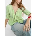 thumbnail image 2 of Biezeib Women Striped Shirt, Elegant Long Sleeve Tie-up Loose Blouse Fall Tops Streetwear, 2 of 6