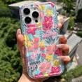 thumbnail image 3 of Funda de teléfono con diseño floral de verano en color rosa para iPhone 13, 11, 12, 14, 15, 16 Pro Max, XR, X, XS, 7, 8, 15 Plus, SE, transparente a prueba de golpes, 3 of 5