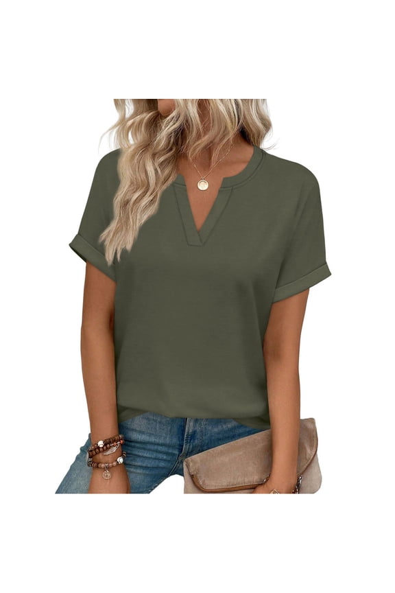 Womens Blouses Summer Tops Rolled Sleeve Shirts Short Sleeve Tee Dressy Casual Summer Vacation Fashion Clothing 2026