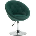 thumbnail image 2 of HOMCOM Modern Makeup Vanity Chair Round Tufted Swivel Accent Chair with Chrome Frame Height Adjustable for Living Room Bedroom Green, 2 of 9
