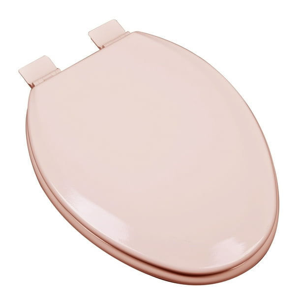 BathDecor Premium Pink Molded Elongated Wood Toilet Seat with
