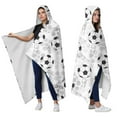 thumbnail image 2 of Wearable Blanket,Gray Soccer Balls Pattern Hooded Wearable Sherpa Blanket for Adults & Teens,Winter Poncho Shawl Wrap Cape Thick Warm,50"x60", 2 of 5