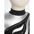 thumbnail image 6 of inlzdz Kids Girls Sparkle Metallic Figure Skating Competiton Dress Mesh Long Sleeve Irregular Hem Black 8, 6 of 7