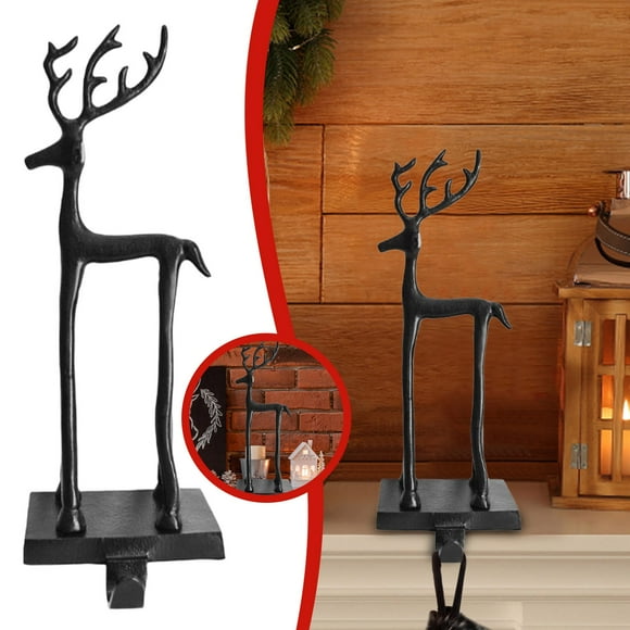 Hearth & Gear Support de Bas de Cerf Noir 13,75 Pouces Crochets à Ventouse Robustes Support d'Exposition de Sport 5 Crochets Échelle Suspendue pour Couvertures Porte de Plancher Cintres pour Vêtements Crochets pour Enfants pour Murs Crochets pour Manteaux Moderne