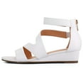 thumbnail image 2 of Pennysue Women's White Pu Open Toe Shoes Ankle Strap Low Wedge Sandals 8M, 2 of 7
