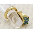 thumbnail image 4 of Women Gold Boa Striking Egyptian Viper Cobra Blue Aqua Crystal Rhinestone Snake Elastic Ring, 4 of 5