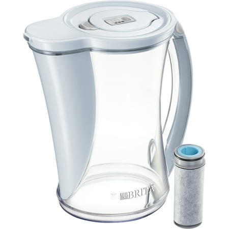 Classic Pour Through Pitcher Brita 12 Cup Stream Filter As You Pour Water Pitcher with 1 Filter, Cascade - BPA Free Ice ()