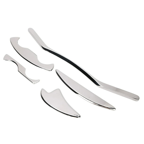 5 unids/set de herramienta de masaje raspador Gua Sha de acero inoxidable, juego para aliviar el dolor muscular