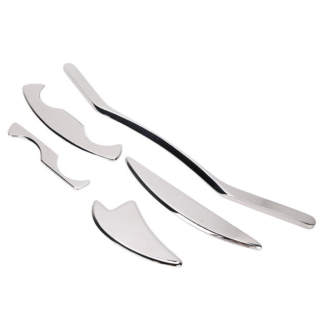 5 unids/set de herramienta de masaje raspador Gua Sha de acero inoxidable, juego para aliviar el dolor muscular
