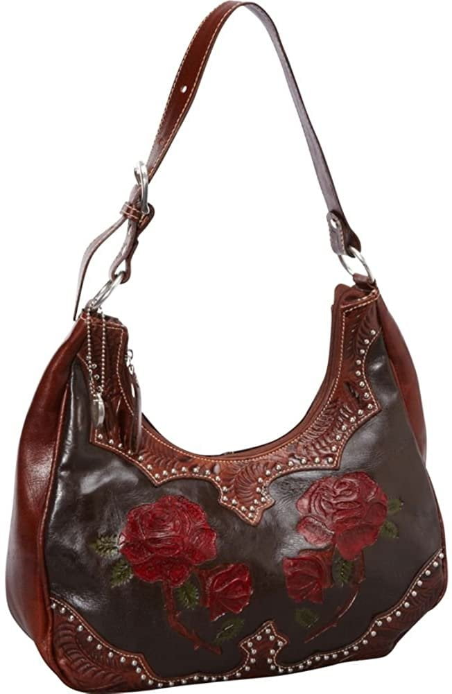 American West Women's Leather Hobo Sac roses rouges 