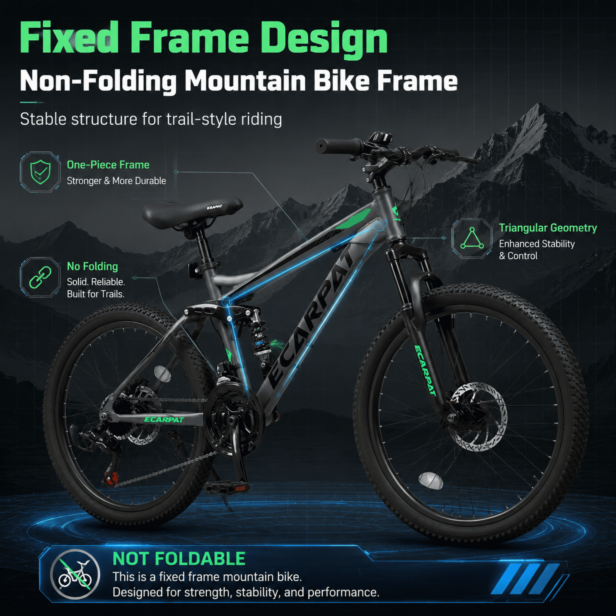 FUPOJH 26" Full Suspension Mountain Bike,21-Speed,Disc Brakes,250lb,Adult Unisex All-Terrain Bike,Gray