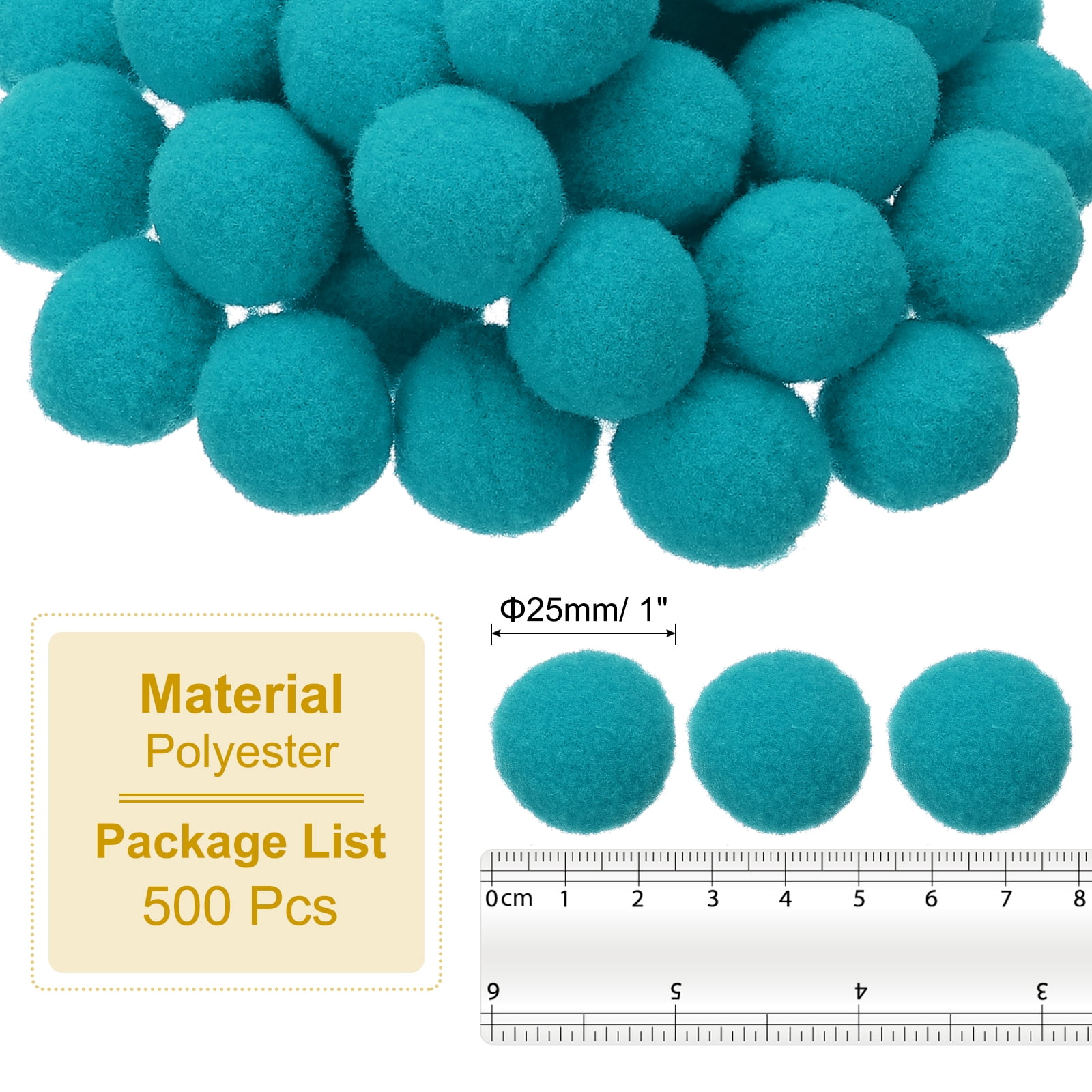 1inch Pom Poms for Crafts, 500pcs Pompoms for Crafts Puff Balls Bulk Fuzzy Balls for Hats Christmas Art DIY, Dark Cyan