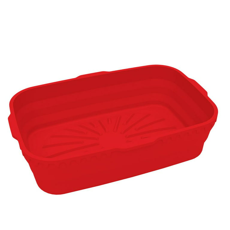 Square Replacement Tray Cooking Heating Baking Pan Silicone Pot For NINJA  Air Fryer Baking Basket RED 