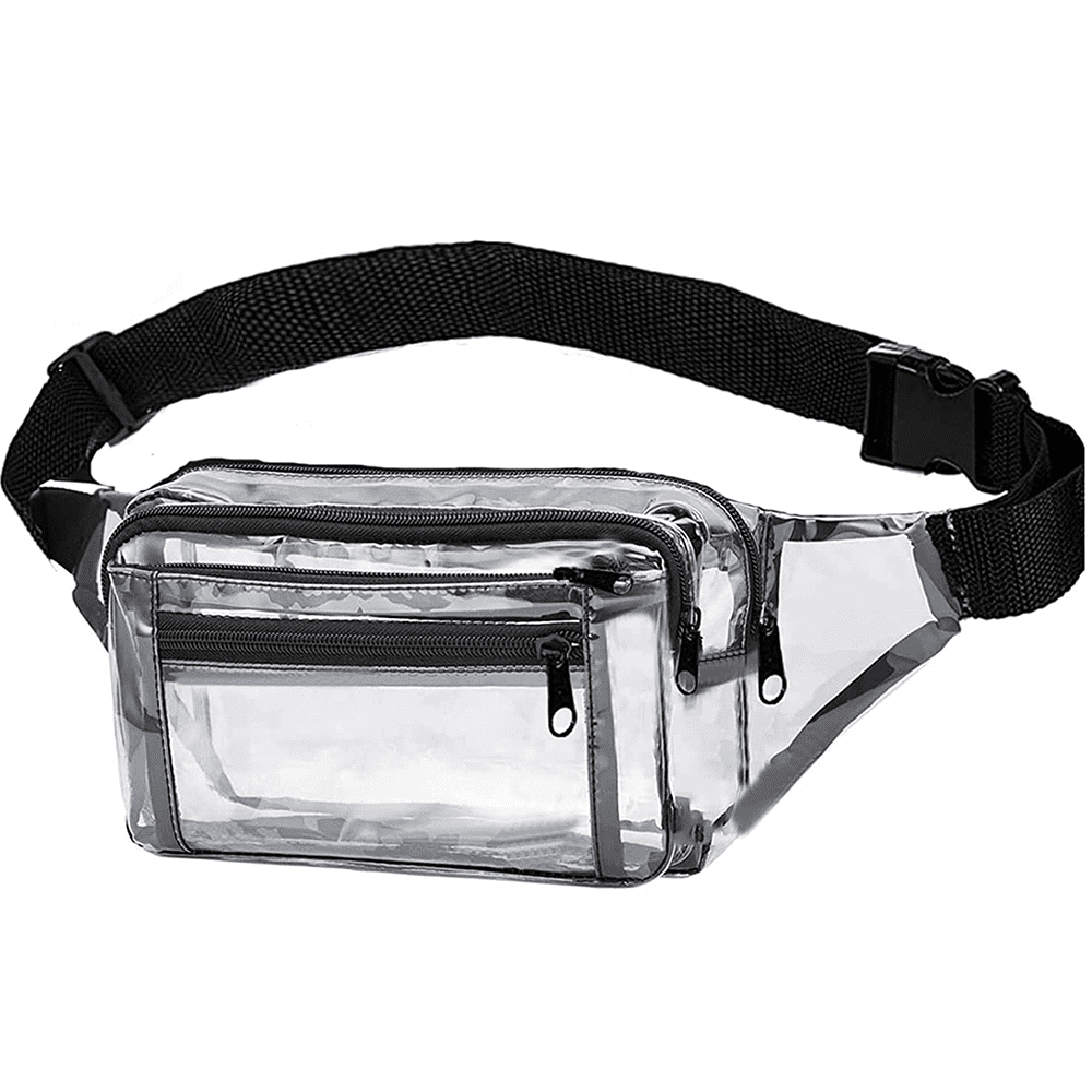Sports Clear fanny pack for Women,TINYAT Clear Bag Waterproof Waist Pack for Concerts Black Travel and Daily Use 