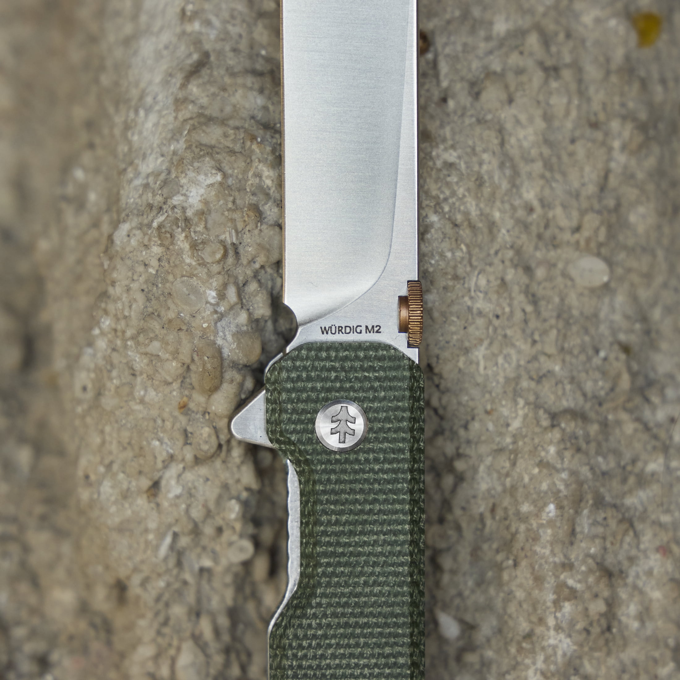 Swiss Tech WURDIG M2 Dark Spruce Micarta Folding Knife, 14C28N Steel, Satin Finish